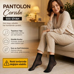 Kadın Pantolon Çorabı 6 Çift Siyah ve Ten İnce Topuksuz Günlük Rahat Bilek Çorabı