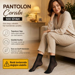 Kadın Pantolon Çorabı 6 Çift Siyah ve Ten İnce Topuksuz Günlük Rahat Bilek Çorabı