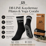 DB LINE Kaydırmaz Pilates Yoga Çorabı Pamuklu Silikon Tabanlı Barre Stüdyo Spor Çorabı