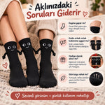 El Ele Tutuşan Mıknatıslı Sevimli Çorap 36-44 - Çift Hediyesi, Pamuklu Renkli Crew Model