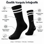 Unisex Siyah Çorap Beyaz Çizgili 6'lı Set Uzun Soket Günlük Spor Kolej Stil Rahat Şık Tasarım Modeli