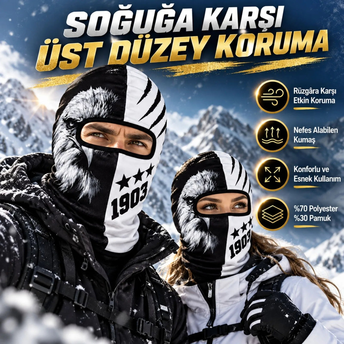 Taraftar Maskesi Kışlık Unisex Termal Balaklava Boyunluk Nefes Alabilen Rüzgara Dayanıklı