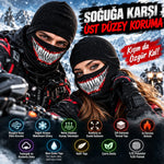 Unisex Tam Yüz Balaklava Diş Desenli Kışlık Maske Nefes Alan Esnek Kask Altı Boyunluk Yumuşak Viskoz