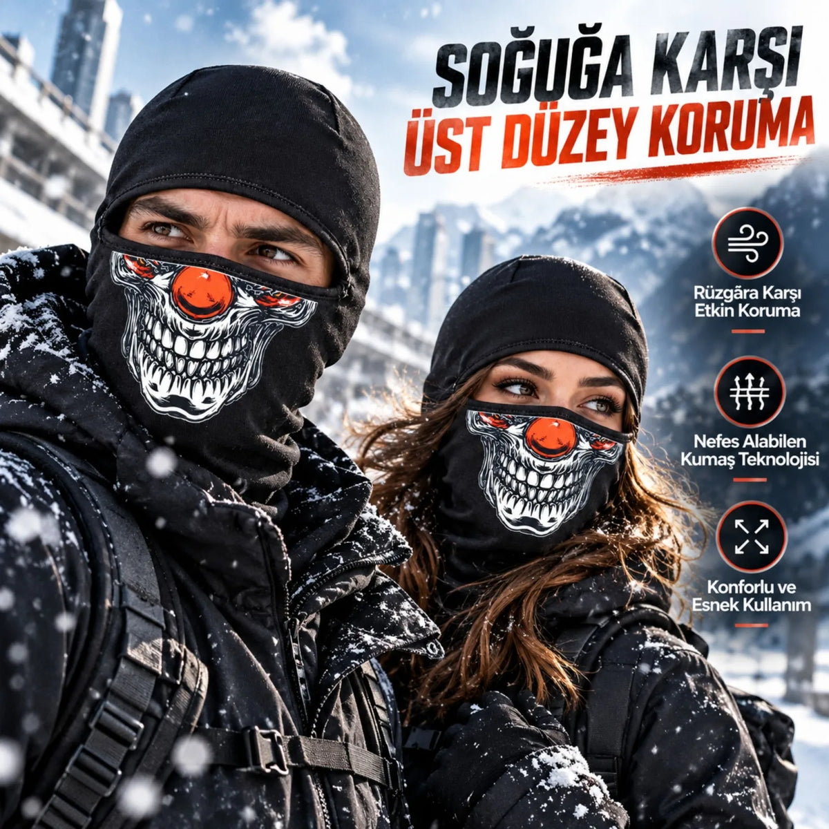 Unisex Şık Palyaço Desenli Balaklava Kışlık Tam Yüz Maske Termal Nefes Alan Esnek Kask Altı Boyunluk