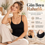 Kadın Pamuklu İnce İp Askılı Derin Oval Yaka Düz Penye Atlet Siyah Beyaz | Günlük Rahatlık ve Şıklık
