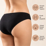 Kadın Pamuklu Zikzak İşlemeli Bikini Kesim Külot 3'lü Paket | Siyah Beyaz Dantel Detaylı İç Çamaşırı