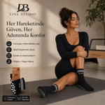 DB LINE Kaydırmaz Pilates Yoga Çorabı Pamuklu Silikon Tabanlı Barre Stüdyo Spor Çorabı