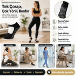 Kadın Siyah Kaymaz Yoga Pilates Çorabı 6'lı | Silikon Taban, Bilek Bantlı, Ev Spor Umre