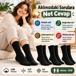 Unisex Siyah Soket Çorap 6'lı Set Düz Basic Ribanalı Günlük Spor Esnek Rahat Uzun Çorap Konforlu Set