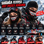 Unisex Tam Yüz Balaklava Diş Desenli Kışlık Maske Nefes Alan Esnek Kask Altı Boyunluk Yumuşak Viskoz