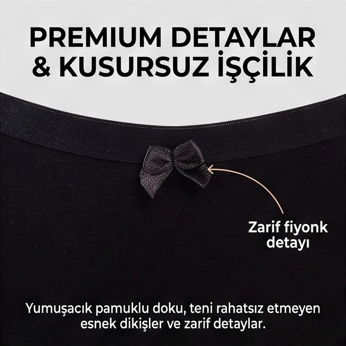 Kadın Pamuklu Düz Bato Külot 3'lü Paket Siyah Beyaz Ten | Normal Bel Klasik Kesim Günlük İç Çamaşırı