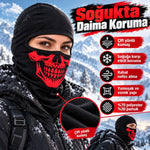 Unisex Kırmızı Kurukafa Desenli Balaklava Kar Maskesi | Siyah Tam Kafa Boyunluk Motorcu Yüz Maskesi!