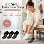 3’lü Kadın Siyah File Babet Çorap Düşük Kesim İnce Esnek Nefes Alan Görünmez Çorap Seti
