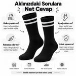 Unisex Siyah Çorap Beyaz Çizgili 6'lı Set Uzun Soket Günlük Spor Kolej Stil Rahat Şık Tasarım Modeli