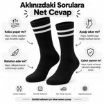 Unisex Siyah Çorap Beyaz Çizgili 6'lı Set Uzun Soket Günlük Spor Kolej Stil Rahat Şık Tasarım Modeli