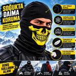 Unisex Sarı Kurukafa Desenli Balaklava Kar Maskesi | Siyah Tam Yüz Boyunluk Motosiklet Outdoor Maske