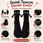 Mıknatıslı El Ele 2'li Unisex Tutuşan Sevimli Çorap 36-44 | Çift Hediyesi, Pamuklu Renkli Crew Model