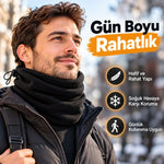 Unisex Polar Bere Boyunluk 2 Adet Seti 2'si 1 Arada Büzgülü Sıcak Tutan Kışlık Siyah Günlük Konforlu