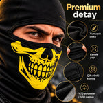 Unisex Sarı Kurukafa Desenli Balaklava Kar Maskesi | Siyah Tam Yüz Boyunluk Motosiklet Outdoor Maske