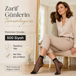 Kadın Pantolon Çorabı 12 Çift Siyah ve Ten İnce Topuksuz Günlük Rahat Bilek Çorabı