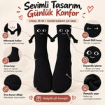 El Ele Tutuşan Mıknatıslı Sevimli Çorap 36-44 - Çift Hediyesi, Pamuklu Renkli Crew Model