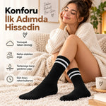Unisex Siyah Çorap Beyaz Çizgili 12'li Set Uzun Soket Günlük Spor Kolej Stil Kadın Erkek Çorabı