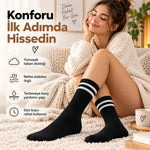 Unisex Siyah Çorap Beyaz Çizgili 6'lı Set Uzun Soket Günlük Spor Kolej Stil Rahat Şık Tasarım Modeli