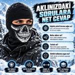 Unisex Kurukafa Desenli Balaklava Kışlık Tam Yüz Maske Nefes Alan Esnek Kask Altı Boyunluk Siyah Set