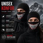 Unisex Tam Yüz Balaklava Diş Desenli Kışlık Maske Nefes Alan Esnek Kask Altı Boyunluk Yumuşak Viskoz