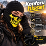 Unisex Sarı Kurukafa Desenli Balaklava Kar Maskesi | Siyah Tam Yüz Boyunluk Motosiklet Outdoor Maske