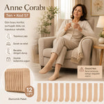 Kadın 40 Denye 12'li İnce Anne Çorabı Dizaltı Topuksuz Esnek Günlük Kullanım Çorabı Ten Siyah Bronz Vizon