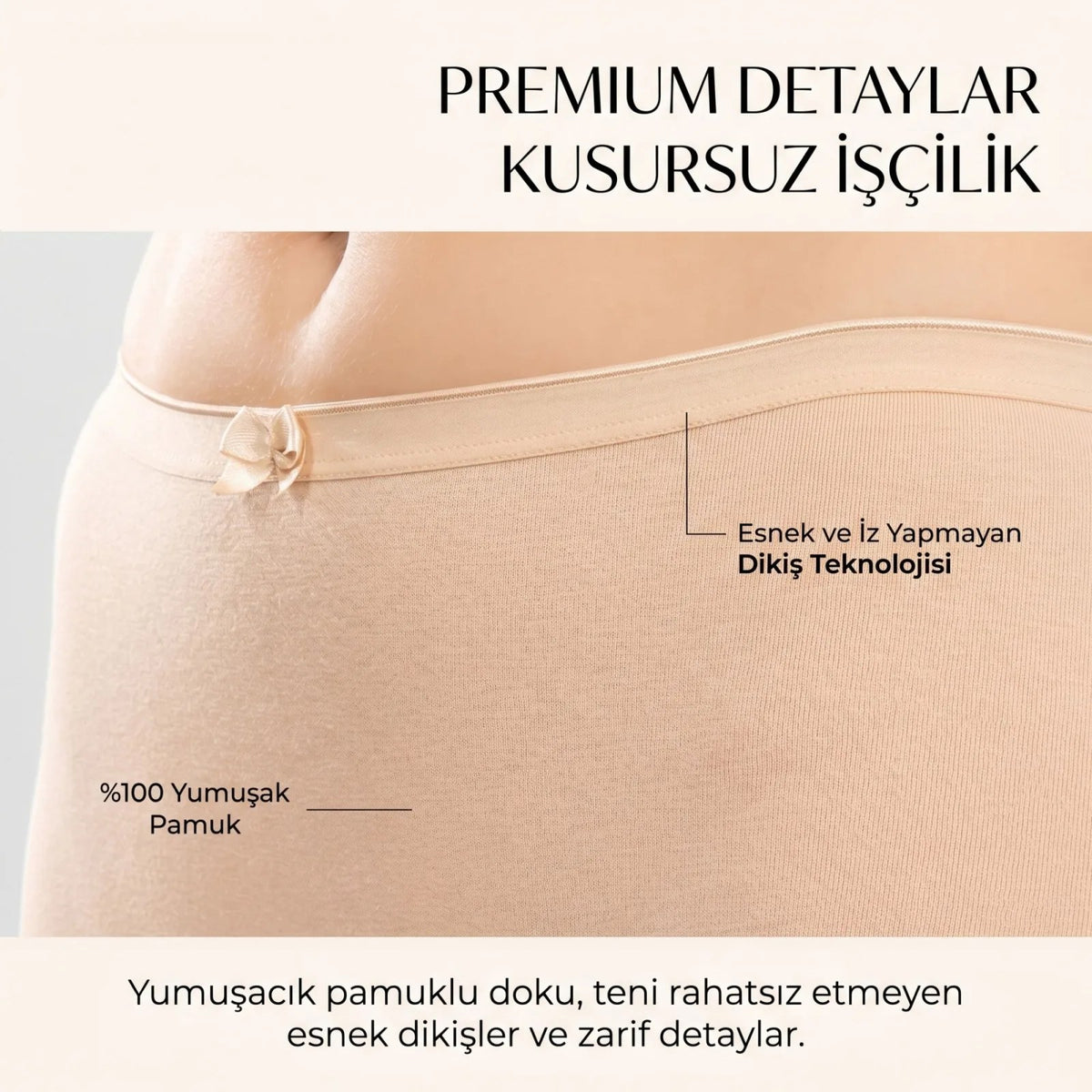 Kadın Pamuklu Düz Bato Külot 3'lü Paket Siyah Beyaz Ten | Normal Bel Klasik Kesim Günlük İç Çamaşırı
