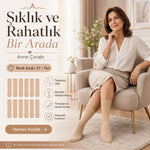 Kadın 70 Denye 6'lı Kalın Anne Çorabı Dizaltı Topuksuz Esnek Günlük Kullanım Çorabı Ten Siyah Bronz Vizon
