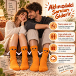 El Ele Tutuşan Mıknatıslı Sevimli Çorap 36-44 - Çift Hediyesi, Pamuklu Renkli Crew Model