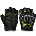 Unisex Yarım Parmak Motosiklet Eldiveni | 3D Knuckle Panelli Kaydırmaz Avuç İçi Ayarlı Bilek Bantlı