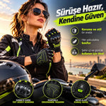 Unisex Yarım Parmak Motosiklet Eldiveni | 3D Knuckle Panelli Kaydırmaz Avuç İçi Ayarlı Bilek Bantlı