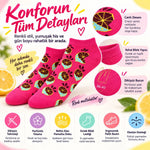 Kadın Fuşya Limon Desenli Patik Çorap 6'lı Paket | Renkli, Rahat ve Esnek Günlük Kısa Çorap Seti