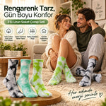 Unisex Batik Desenli Çorap 6'lı Set Renkli Pamuklu Uzun Soket Dikişsiz Nefes Alan Günlük Spor Çorabı