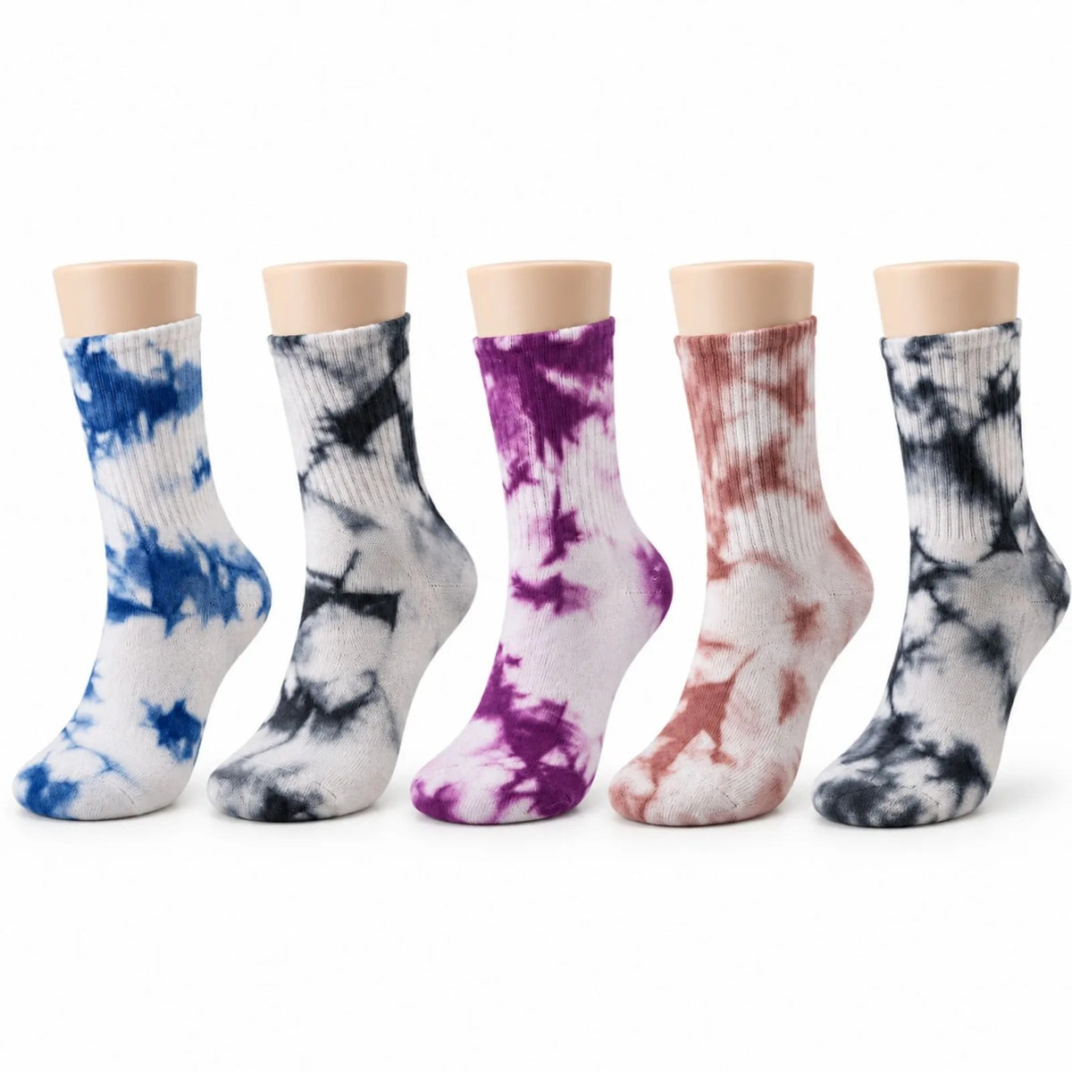 Unisex Batik Desenli Çorap 5'li Set Pamuklu Renkli Uzun Soket Dikişsiz Nefes Alan Günlük Spor Çorabı