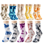 Unisex Batik Spor Çorap 10'lu Set Tie Dye Tenis Çorabı Koyu Retro Renkler Günlük Rahat Konforlu Stil