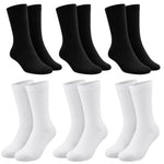 Unisex Basic Siyah Beyaz Soket Çorap 6'lı Set Kadın Erkek Spor Günlük Uzun Ribanalı Rahat Çorap Set