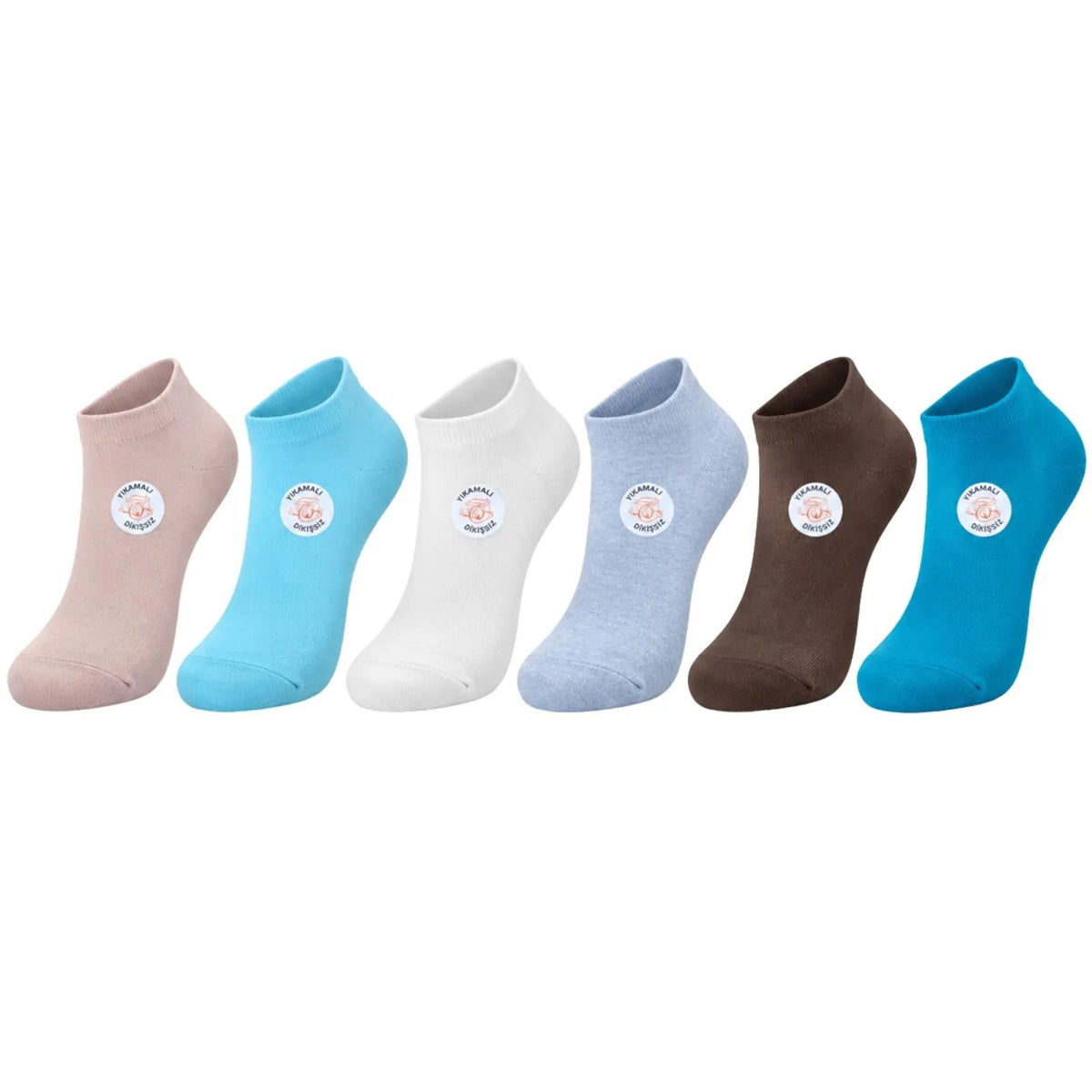 Kadın Yıkamalı Dikişsiz Patik Çorap 6'lı Kutulu Set | Renkli Günlük Sneaker Çorabı Hediyelik Paketi!