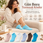 Kadın Dikişsiz Patik Çorap 12'li Kutulu Set | Yıkamalı Renkli Sneaker Çorabı Günlük Konfor Paketi