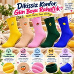 Kadın Meyve Nakışlı Soket Çorap 10'lu Set | Renkli Muz Karpuz Avokado Limon Desenli Şık Günlük Çorap