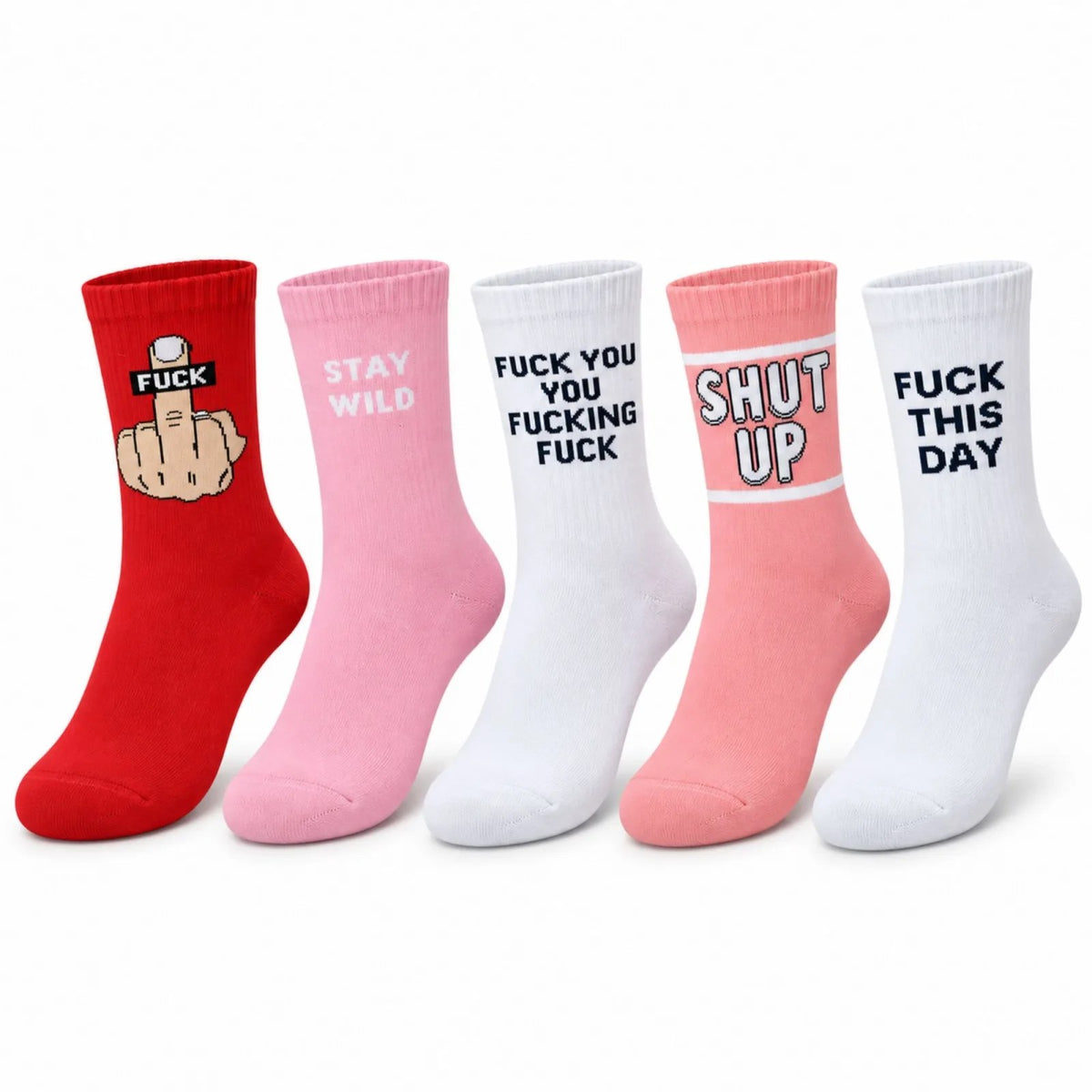 Unisex Yazılı Desenli Soket Çorap 5'li Set | Eğlenceli Sloganlı Renkli Günlük Uzun Çorap Modelleri Şık