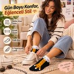 Kadın Tavuk Ayağı 6'lı Desenli Patik Çorap Dikişsiz Pamuklu Eğlenceli Sneaker Günlük Çorap Komik Set