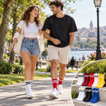 Unisex Renkli Çorap Çizgili 16'lı Set Uzun Soket Günlük Spor Kolej Stil Rahat Kadın Erkek Çorabı