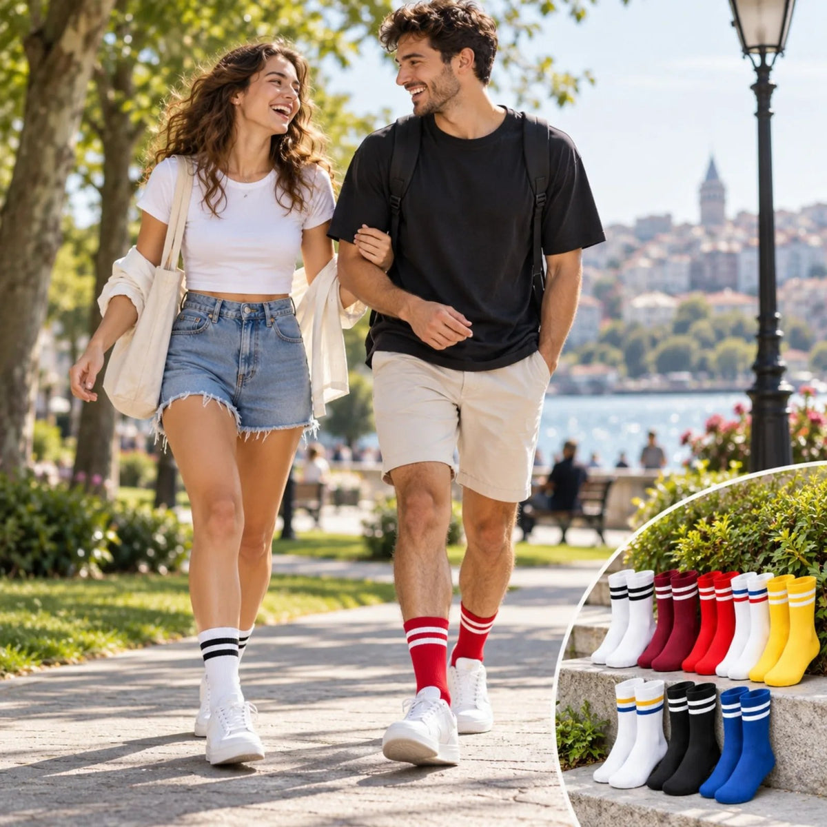 Unisex Renkli Çorap Çizgili 16'lı Set Uzun Soket Günlük Spor Kolej Stil Rahat Kadın Erkek Çorabı