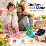 Kadın Ve Erkek Çorap Meyve Desenli Renkli 6'lı Set Uzun Soket Günlük Rahat Spor Çorap Seti