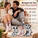 Unisex Batik Desenli Çorap 6'lı Set Pamuklu Uzun Soket Günlük Spor Nefes Alan Dikişsiz